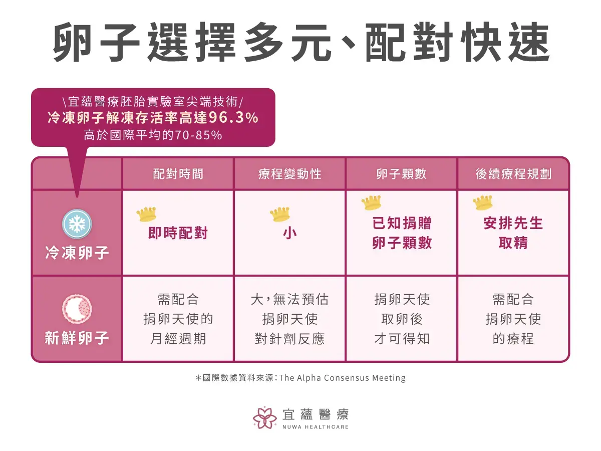 借卵選擇多元，新鮮卵子、冷凍卵子，配對快速