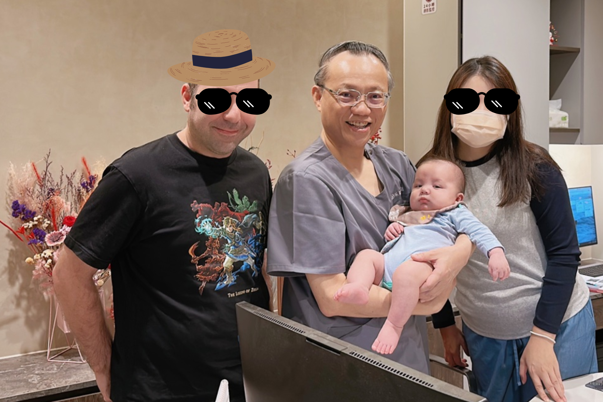 宜蘊醫療/吳成玄醫師(中)與個案合影。以色列個案來台求子順利產下健康男寶。